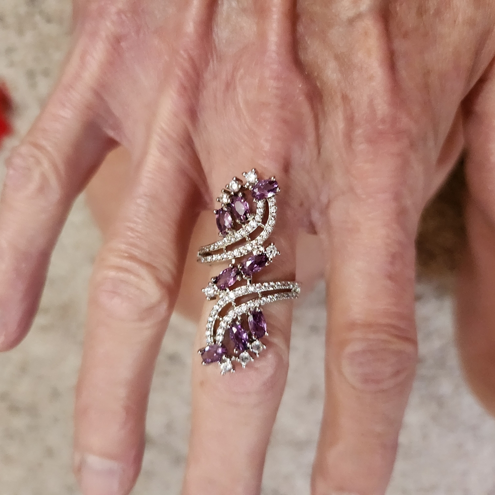 Elegant Purple and Silver Women's Ring